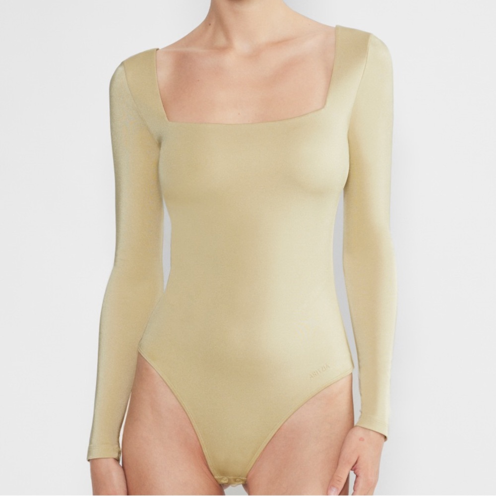 Aritzia Gold Square Neck Bodysuit